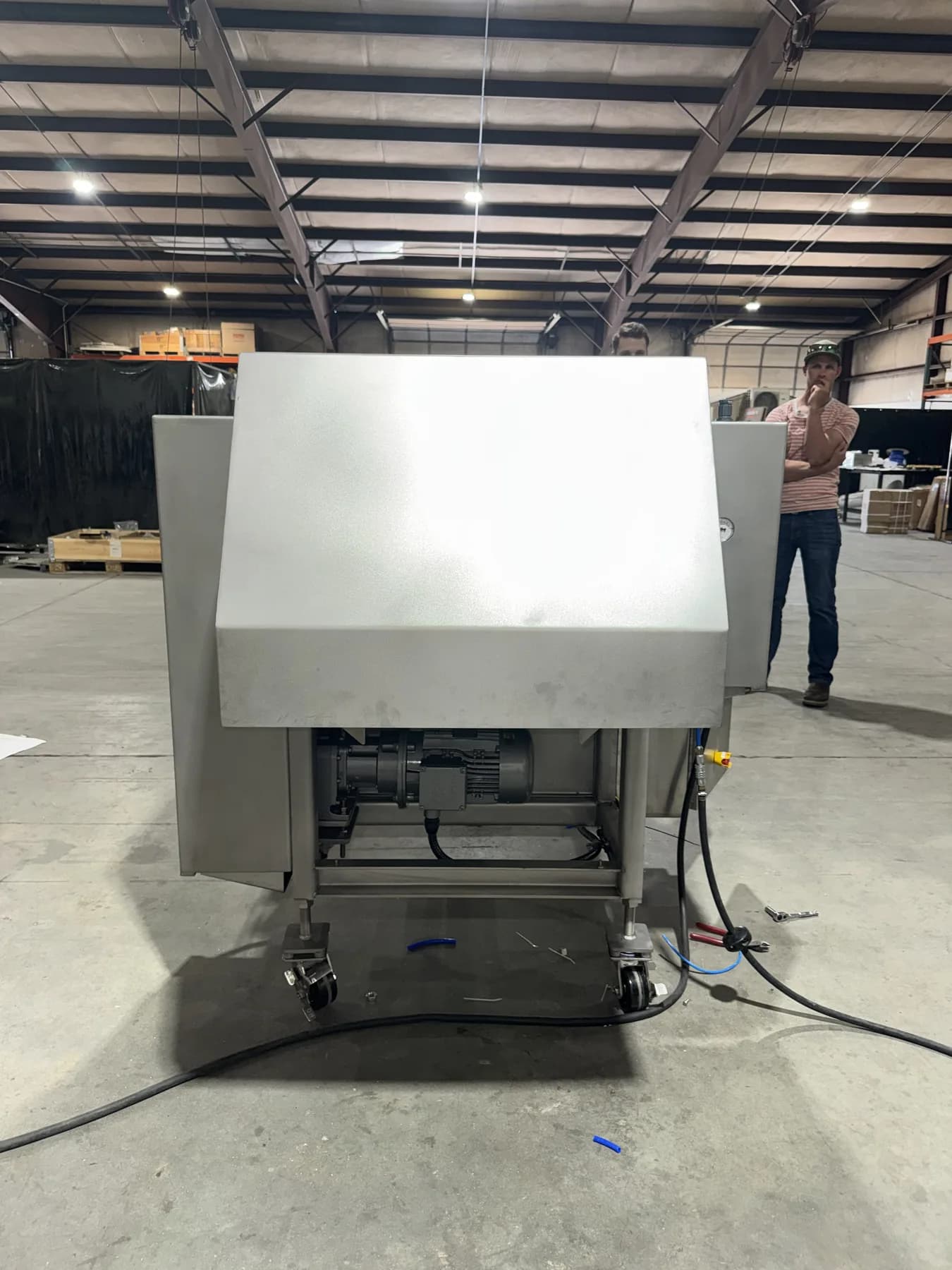 Front enclosure view of custom stainless equipment assembly